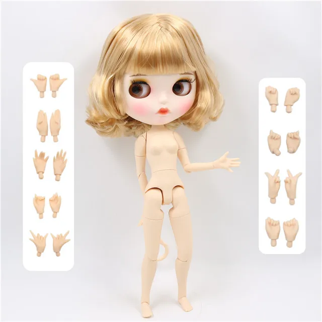 white matte face Ледяная фабрика blyth кукла 1/6 bjd шарнир тела индивидуальные лицо куклы золотые волосы BL2240/3157 30 см 1/6, подарок для девочки - Цвет: white matte face