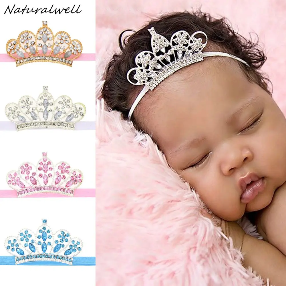Naturalwell Newborn Tiara Crown headband Child Rhinestone Photo Prop Princess Children Little girls Headbands 1pc HB573 | Детская одежда