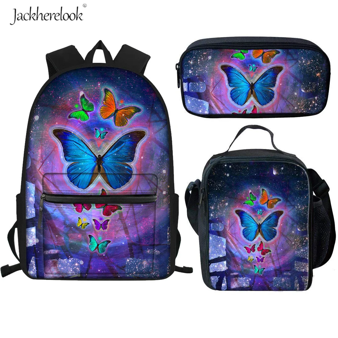 Jackherelook Butterfly School Bags Set For Teenager Girls Casual Daypack Child Schoolbag Book Bag Kids Cute Backpack Rucksack | Багаж и