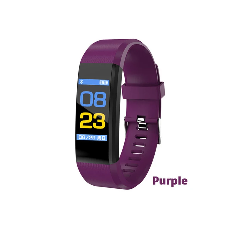 Purple D115Plus шагомер Водонепроницаемый умный браслет кровяное давление монитор сердечного ритма фитнес-трекер Smartbracelet для Android/iOS - Цвет: Purple