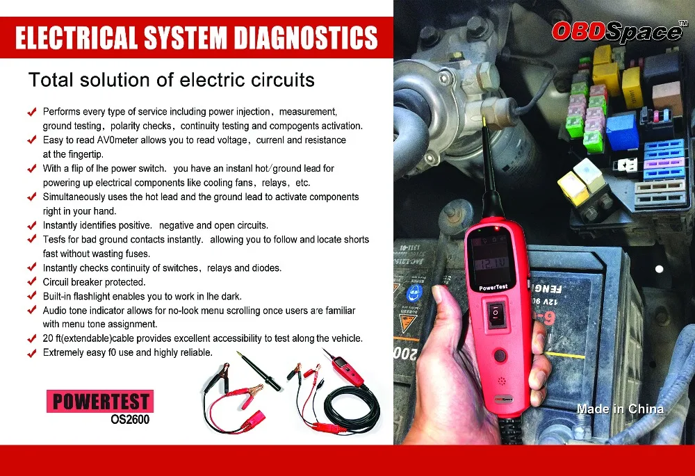 New Brand OBDSpare Powerscan OS2600 Electric Check Meter of Circuit Fail for Test Diagnostics Tool Automobile Tester | Автомобили и