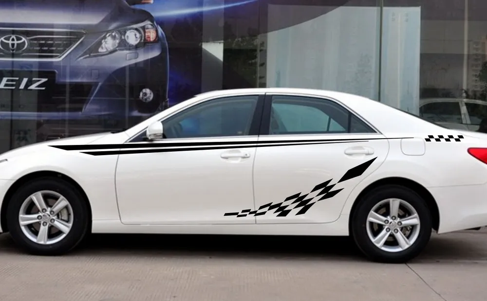 Автомобильная переводная наклейка сетка в полоску Гоночный флаг 118 ''для REIZ Mark