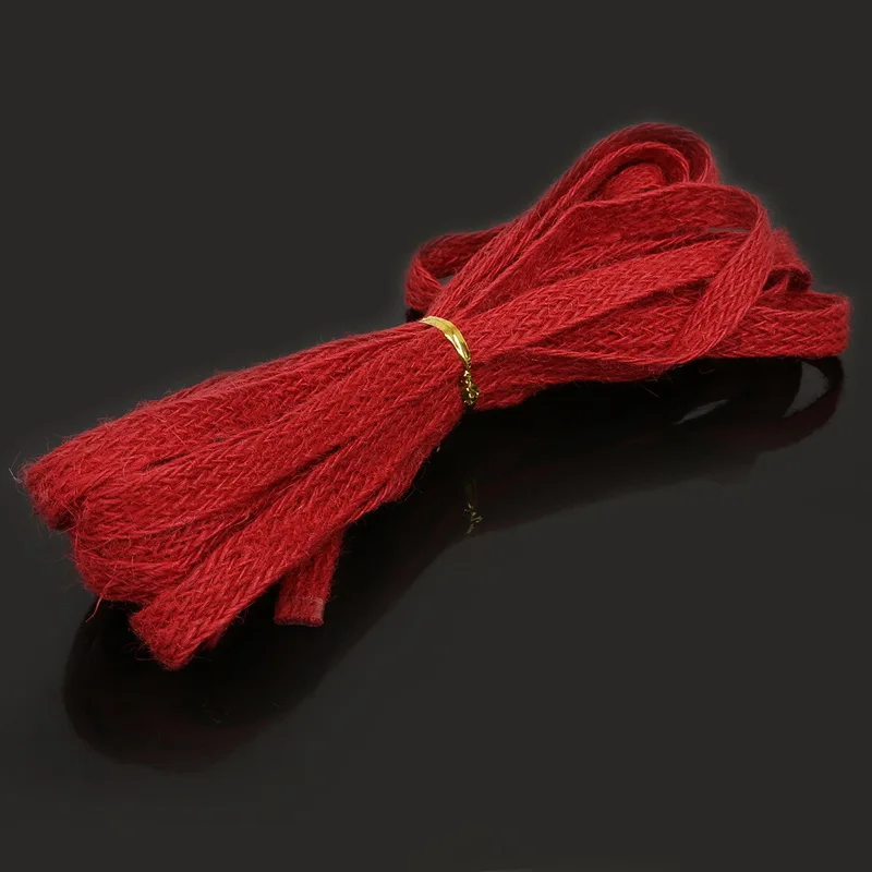Red Новинка! Многоцветный 10 мм ширина, 1,5 мм толщина, 5 м/лот натуральный Конопляный джутовый шнур веревка ручной работы аксессуары для рукоделия - Цвет: Red