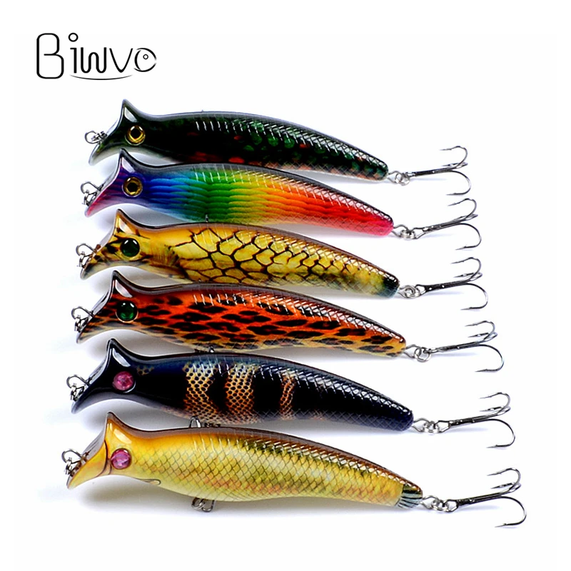 Biwvo Popper 12cm 20g Wobbler For Trolling Fishing Lure Metal Winter Sea Hard Fishing Goods For Fishing Ice Whopper Plopper