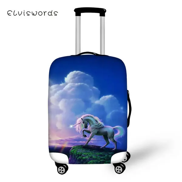 CDWX2616LMS ELVISWORDS мультяшный защитный чехол для чемодана с рисунком радужной лошади эластичный Пыленепроницаемый Чехол водонепроницаемые аксессуары для багажа - Цвет: CDWX2616LMS