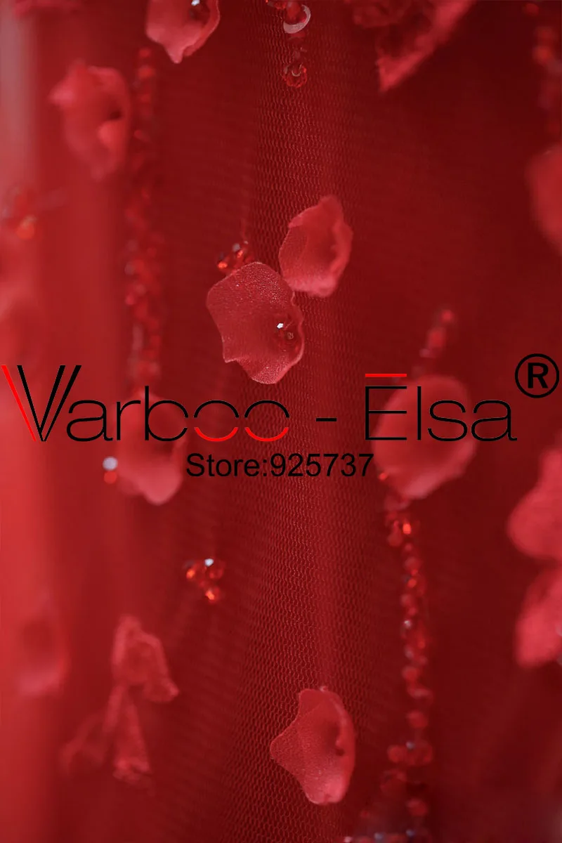 VARBOO_ELSA 2018 китайское свадебное платье красное кружевное Русалочки с 3D аппликацией