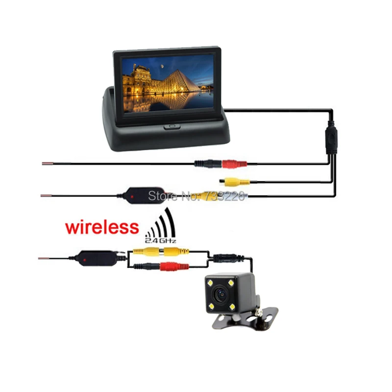 Беспроводной видео передатчик и приемник 4 LED Автомобильная камера заднего вида +