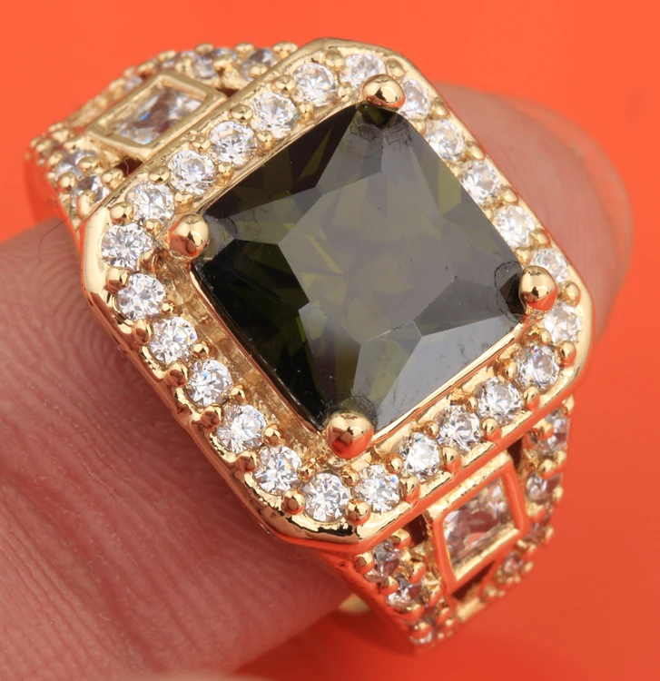 

Очаровательные квадратные обручальные кольца с зеленым Перидотом и белым Цирконом золотые обручальные кольца ювелирные изделия кольцо СШ...