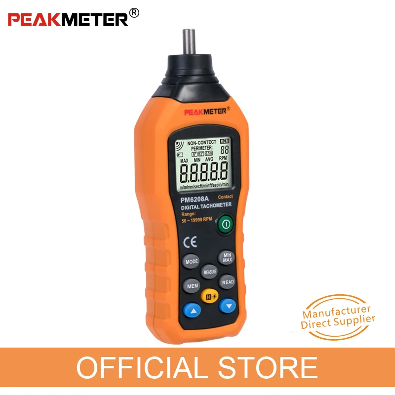 Официальный PEAKMETER PM6208A высокое качество контактный цифровой тахометр Высокая