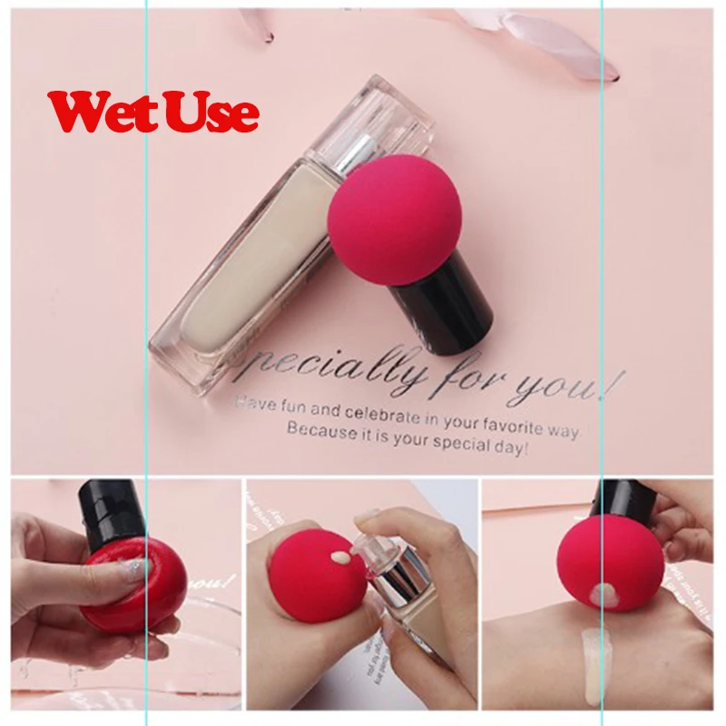 Brainbow 1PC Cosmetic Puff with Plastic Case Cute Mushroom Designed Soft Beauty Makeup Sponge Bigger into Water Portable Sponge| |