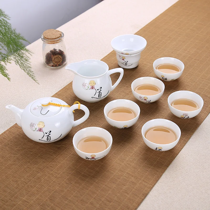 9 шт. китайский Чай комплект Gaiwan синий и белый фарфор Чайный набор кунг-фу Супница