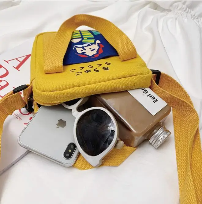 Милые холщовые мини сумки через плечо для девочек мультяшный Кошелек монет