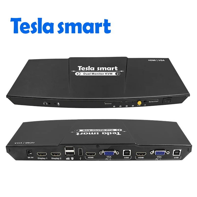 2 порта выход HDMI+ VGA HDMI двойной монитор KVM переключатель HDMI KVM Поддержка USB 2,0 портов клавиатура и мышь до 4 k@ 30 Гц HDMI KVM