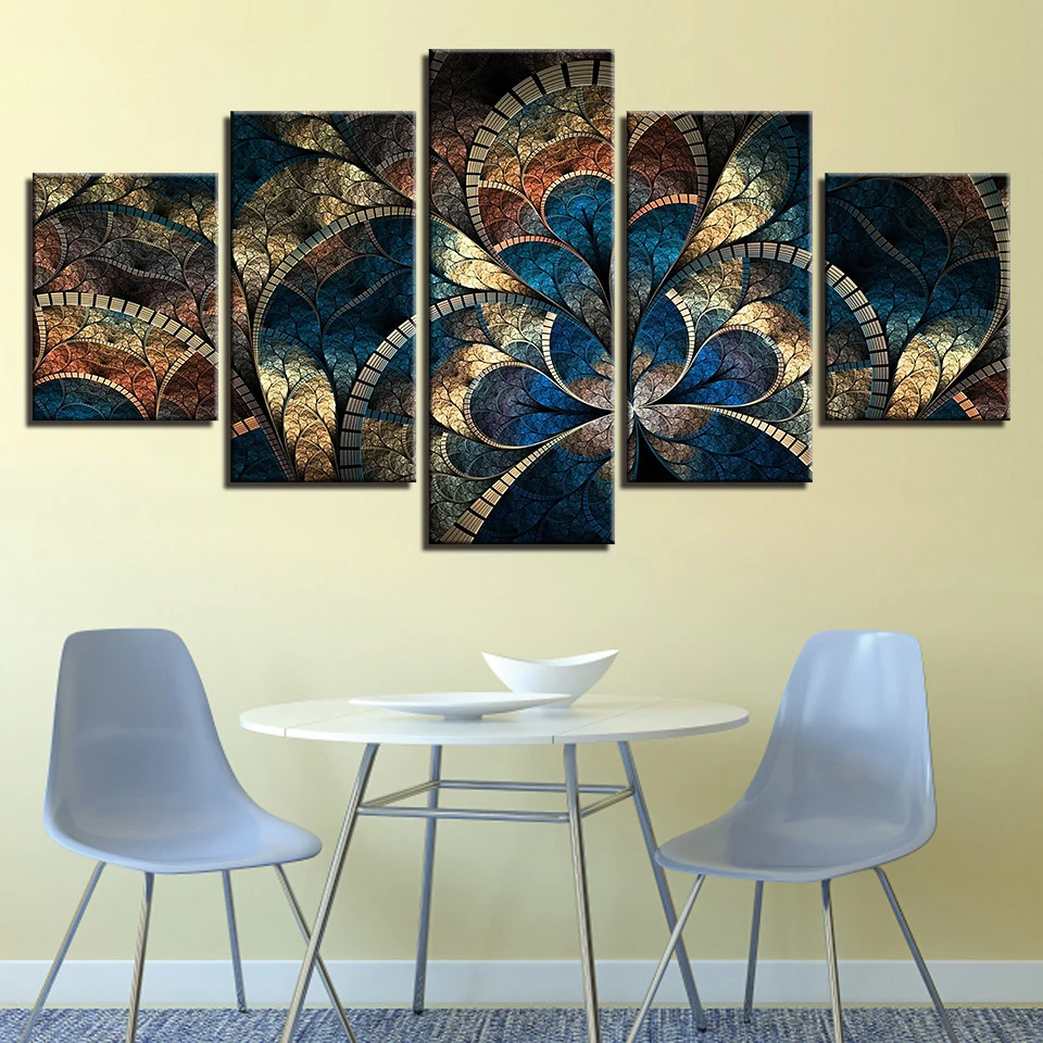 Печать на стену холст 5 шт. абстрактная Цветочная живопись модные модульные
