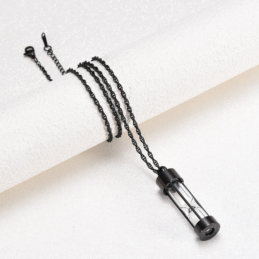 

316 Stainless Steel Hourglass Cremation Pendant Hold Memorial Ashes Cylinder Urn Necklace Keepsake Memorial Jewelry For Men