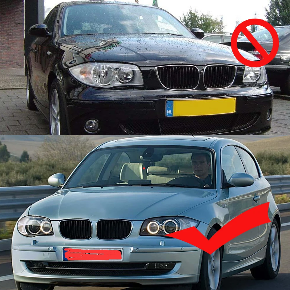 Глянцевая черная двойная планка M Color Передняя решетка радиатора для BMW 1 серии E81