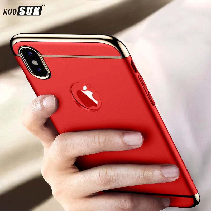 3 в 1 чехол для телефона iPhone X XR XS Max задняя крышка Модный позолоченный жесткий