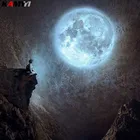 Алмазная 5D Вышивка сделай сам с пейзажем полнолунный пейзаж, алмазная живопись, вышивка крестиком, мозаика, квадратноеКруглое алмазное украшение