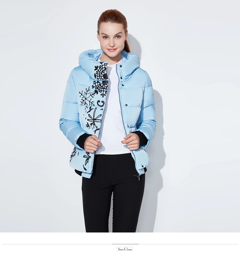 Snowclassic Spring / Summer Lady Loose Cotton Jacket Теплый дышащий лобовое стекло Упругие манжеты Европейский стиль Hoodie куртка