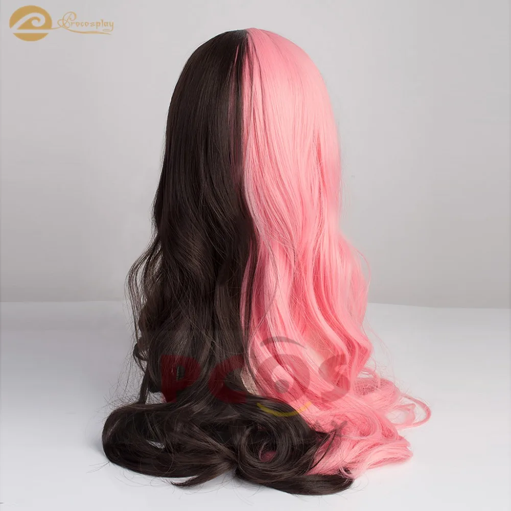Готовый корабль RWBY Neopolitan Neo косплей парик половина черный и розовый с серой