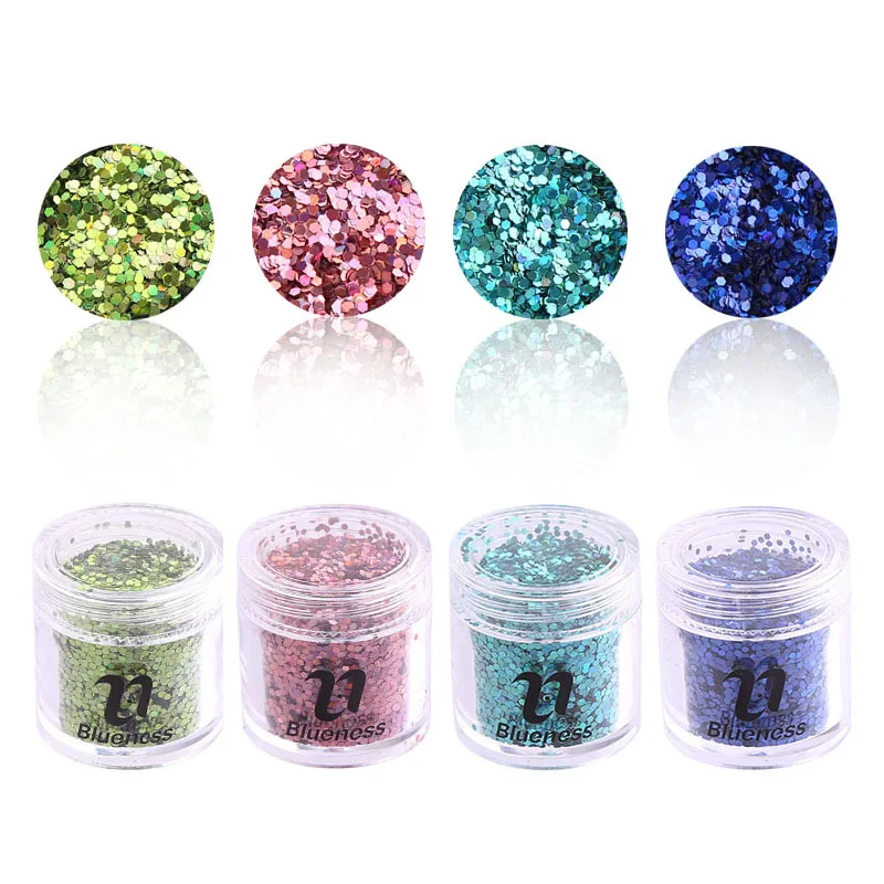 Акриловый цветной Блеск 3D для дизайна ногтей 4 шт./компл. 1 мм УФ порошок Гель лак