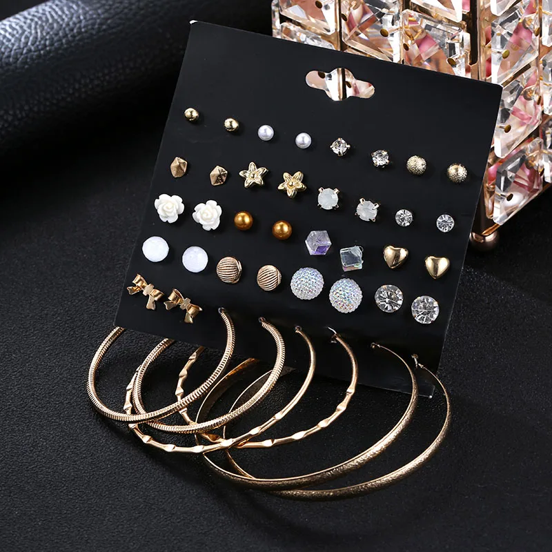 20 пар/компл. модные маленькие серьги-гвоздики в форме сердца с кристаллами и