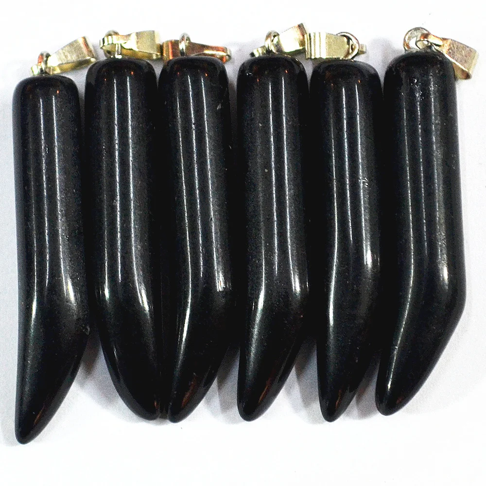 Новые модные черные Ониксовые подвески из натурального камня амулеты Ox horn chilli
