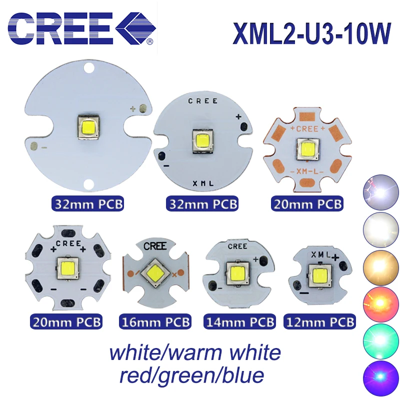 10 шт. cree xml2 XM L2 u3 Вт светодиодный чип высокой мощности 3 7 в Белый 6500k 5000K теплый