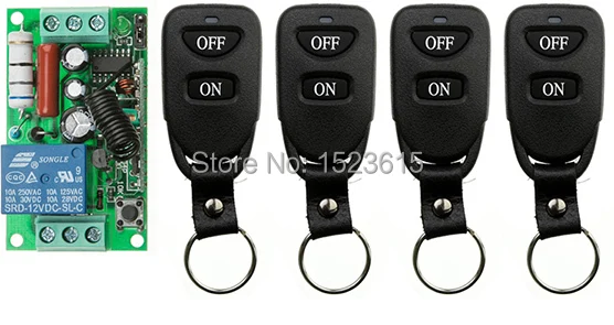 

NEW AC220V 1CH 10A Remote Control Light Switch teleswitch Relay Output Radio Receiver Module and 4 pcs Belt buckle Transmitter