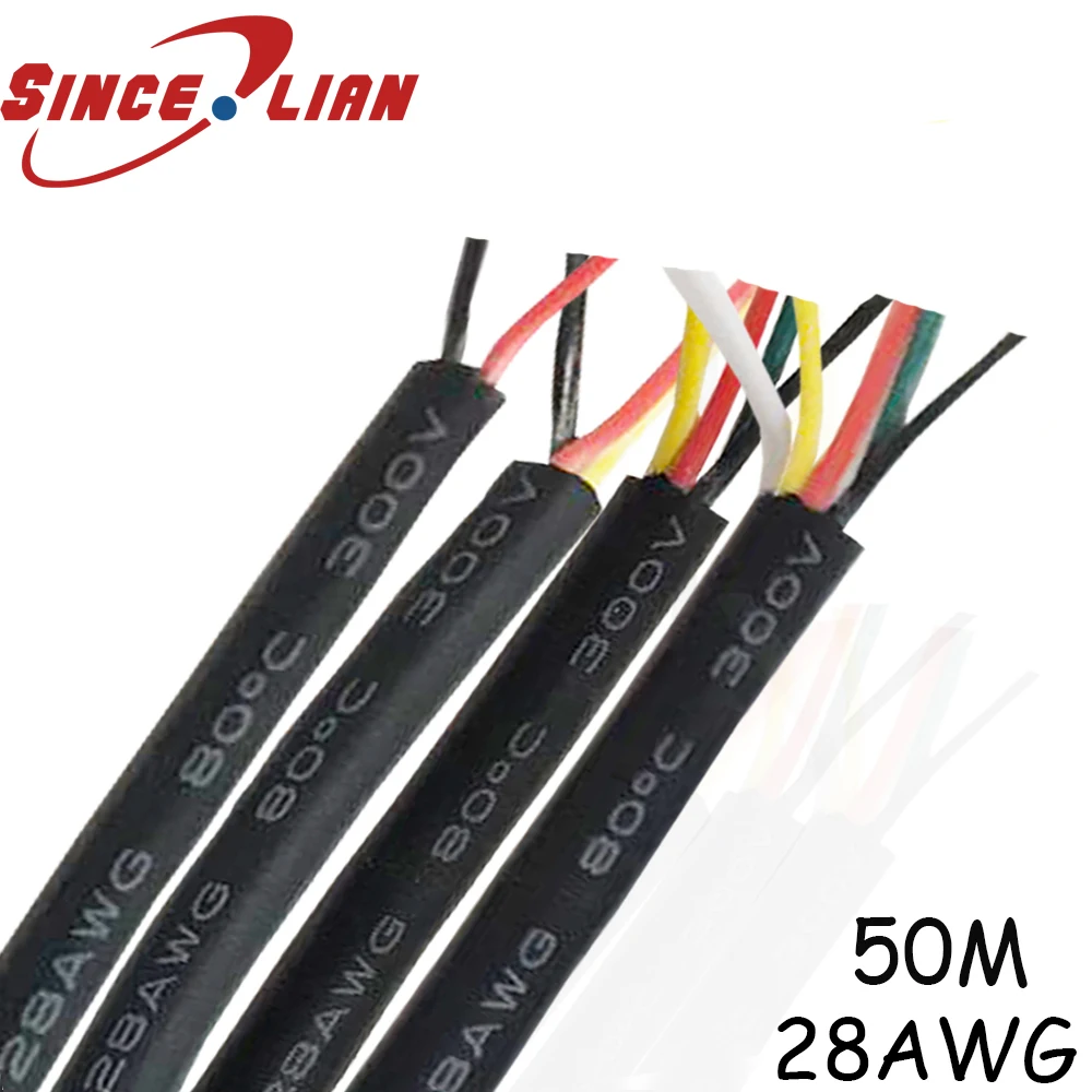 

50M 28AWG Signal Wire RVV 2 Core Cable For USB Mouse Keyboard Data Cable No Shield Outer Diameter 3.0MM PVC Soft Sheathed Cable