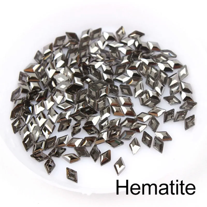 Hematite 30/100 шт ромбовидные Стразы для ногтей, кристаллы, стеклянные камни для дизайна ногтей, декоративные подвески, драгоценные камни, ювелирные изделия, аксессуары - Цвет: Hematite