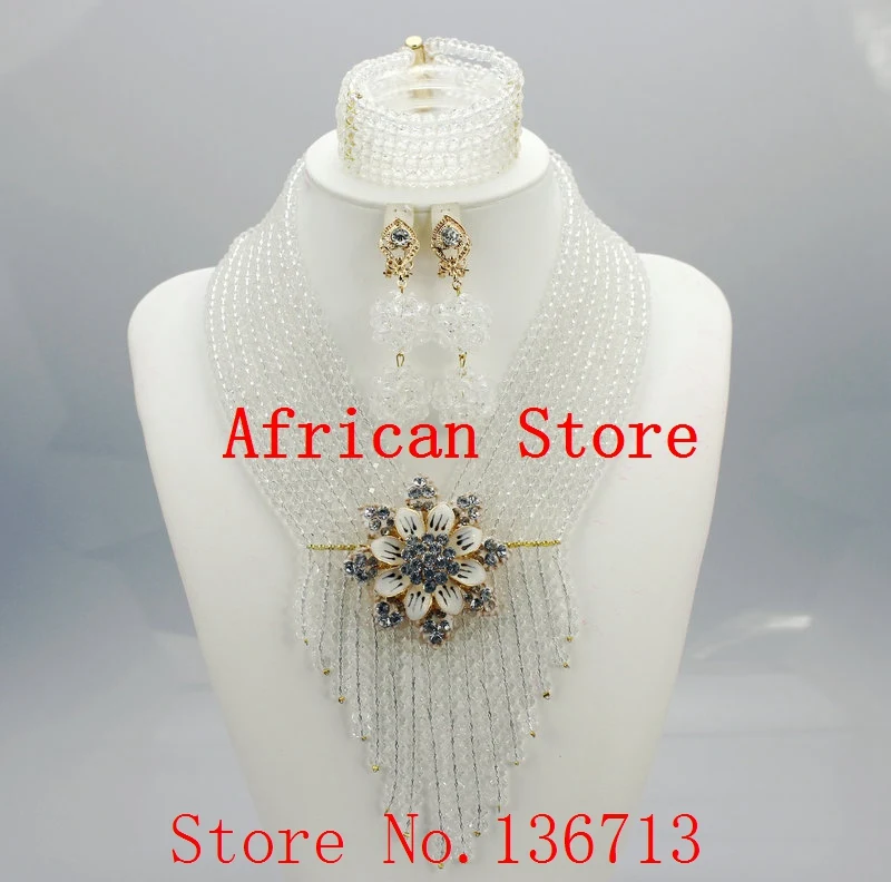 

Nigerian Wedding African Beads Jewelry Set Crystal Bridal Bracelets Gold Earrings Fashion Jewelry For Women L034