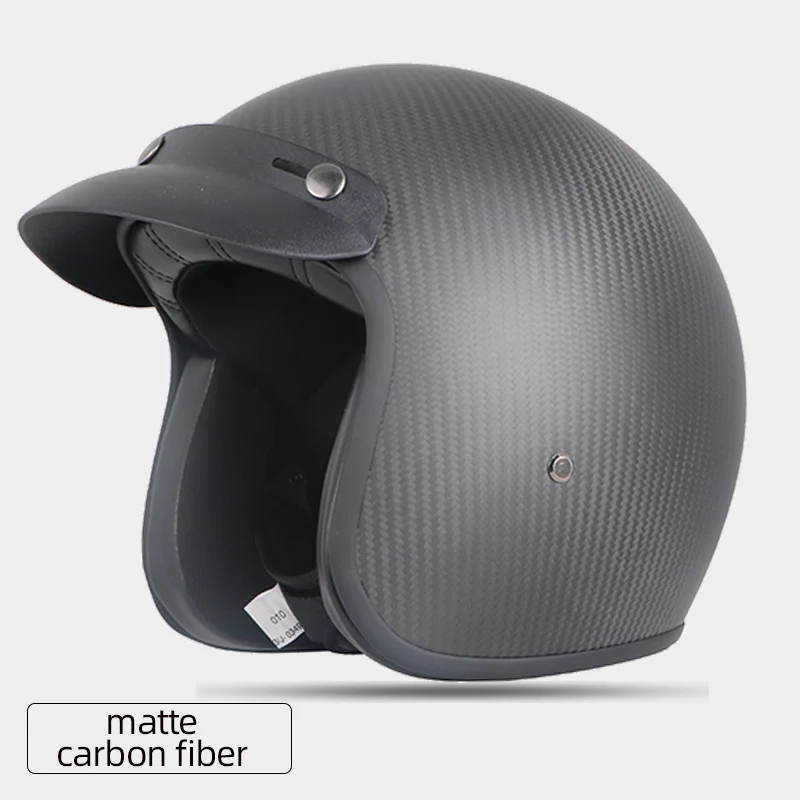 Мотоциклетный шлем CarbonFiber с открытым лицом винтажный для мотокросса ретро