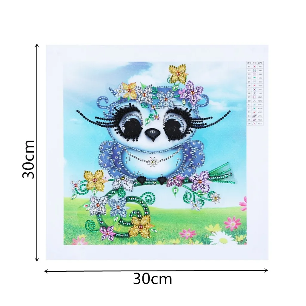 Алмазная мозаика "Специальная форма Совы" с камнями Ринестоун, картины животных, частичная круглая вышивка, комплекты размером 30х30 см.