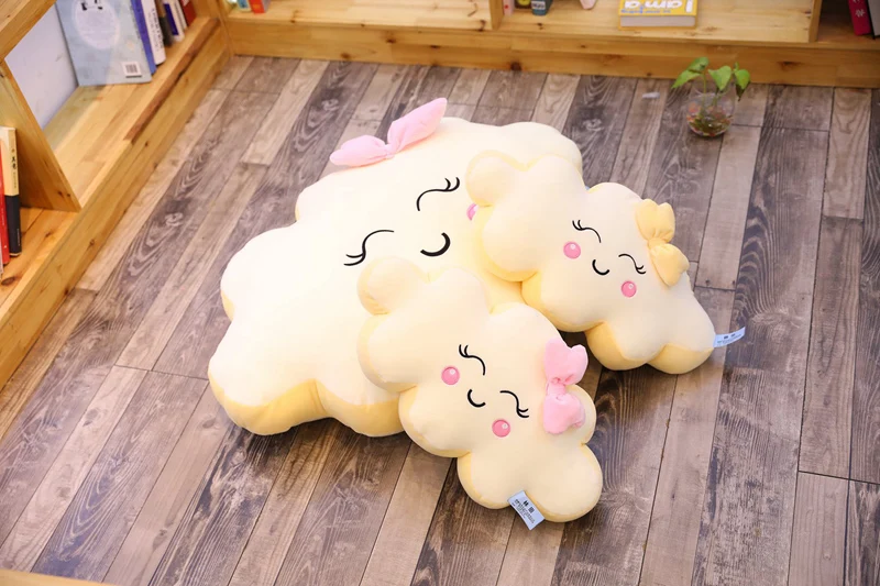 Мягкая плюшевая подушка с милой улыбкой и белым облаком, Kawaii Cloud, мягкие плюшевые игрушки для детей, детские подушки, подарок для девочек