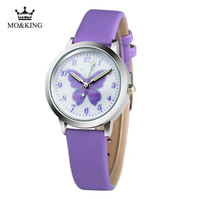 2018 New relojes Cartoon Children Watch Purple butterfly Watches Fashion Kids Cute rubber Leather quartz Girl boy A1 | Наручные часы