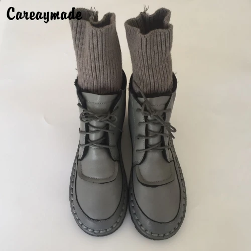 Careaymade/, новые ботинки из pu искусственной кожи в стиле Mori girl полусапожки ручной работы повседневные женские Ботинки martin на плоской подошве 4 цвета
