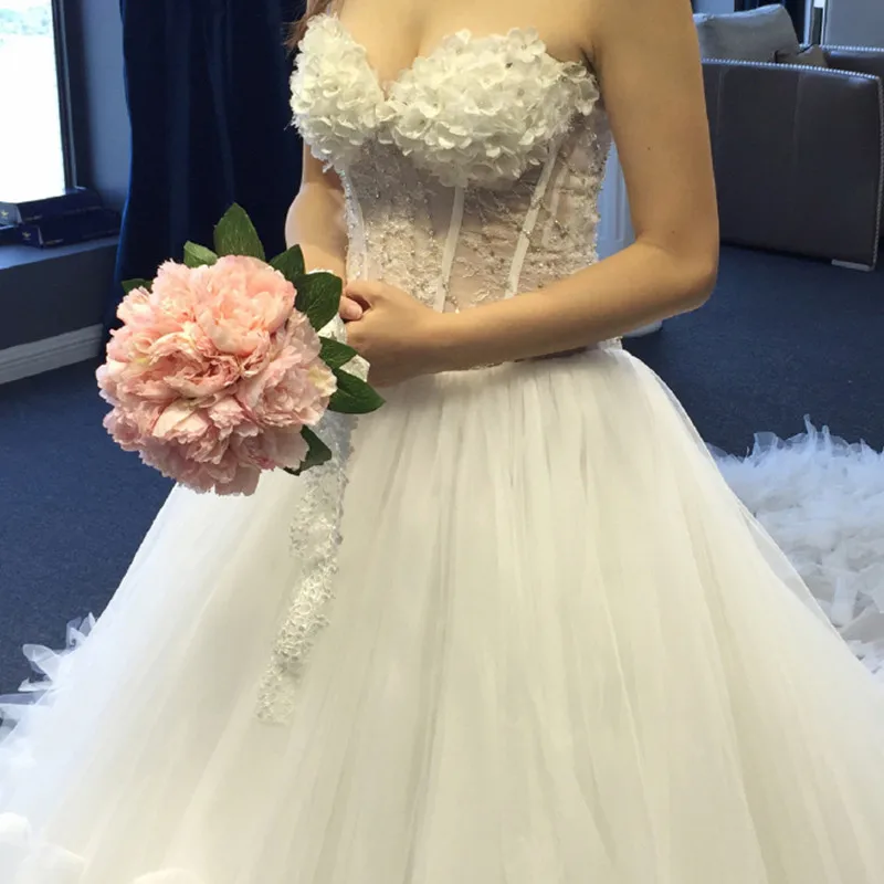 Романтический Свадебные Платья Vestido Де Noiva Line Милая С Цветком Свадьба Dressse Томара