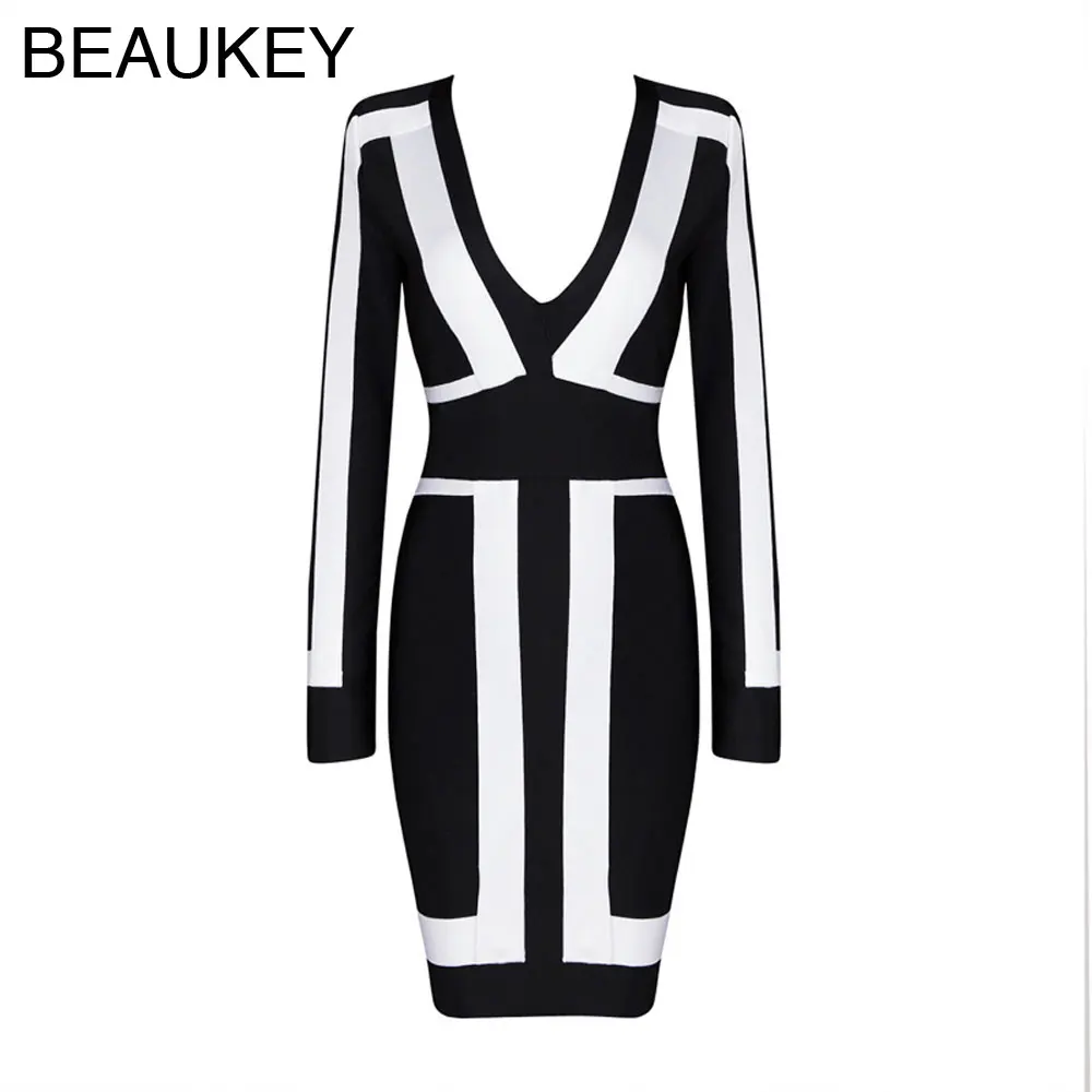 Черный и белый глубокий v образный вырез вискоза осень зима длинный рукав