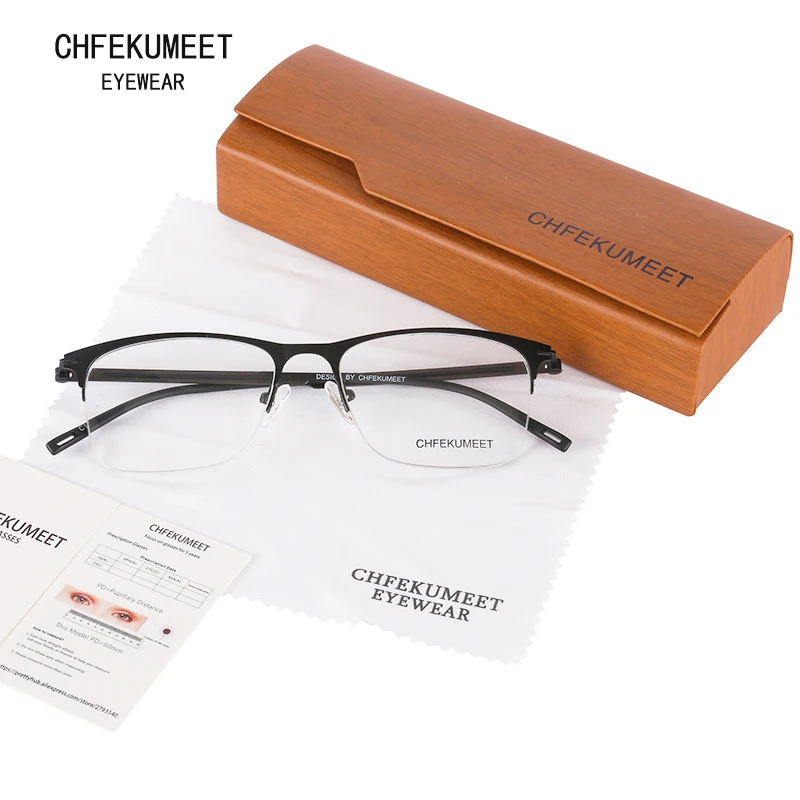

CHFEKUMEET Square Men's Prescription Glasses men Myopia/Presbyopic Prescription Eyeglasses Metal Optical Reading Eyewear