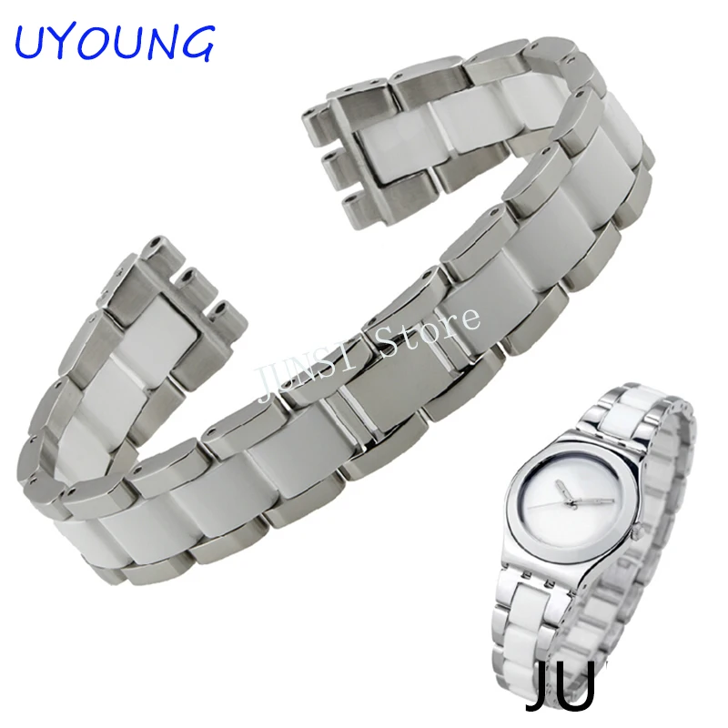 Ремешок для часов UYOUNG Swatch YGS716 YAS100 качественная нержавеющая сталь + керамический