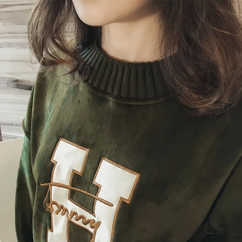 MissLymi L-4XL плюс размеры толстовки для женщин 2019 Весна письмо 'H' патч с длинным