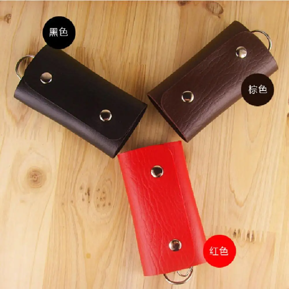 

PU Leather Keychain Men Women Key Holder Organizer Pouch Cow Split Car Key Bag Wallet Housekeeper Key Case Mini Card Bag