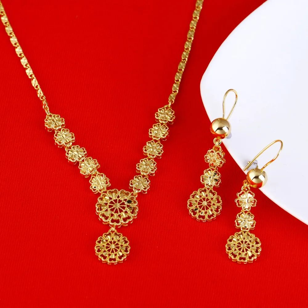 Ювелирные наборы с эфиопскими цветами для свадьбы ожерелье и серьги комплект