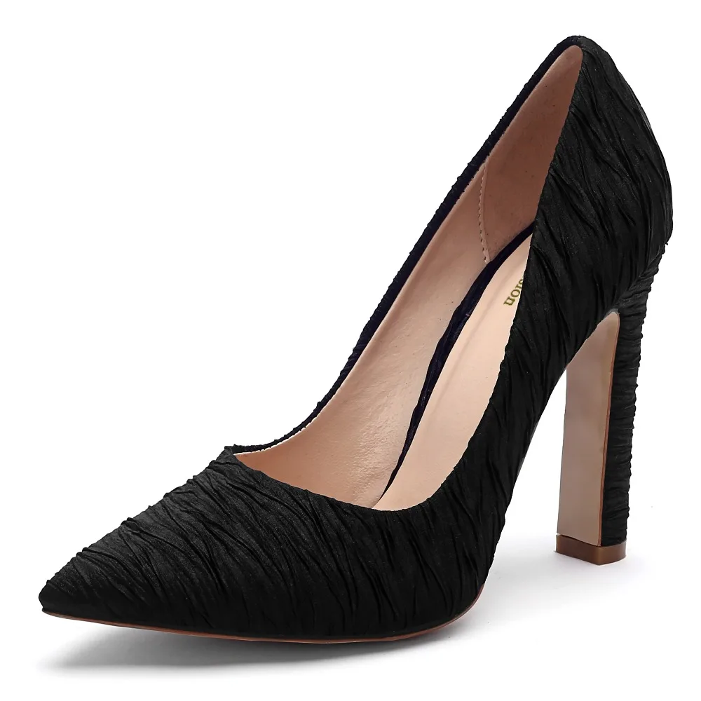 Женские туфли лодочки с острым носком на высоком квадратном каблуке 11 5