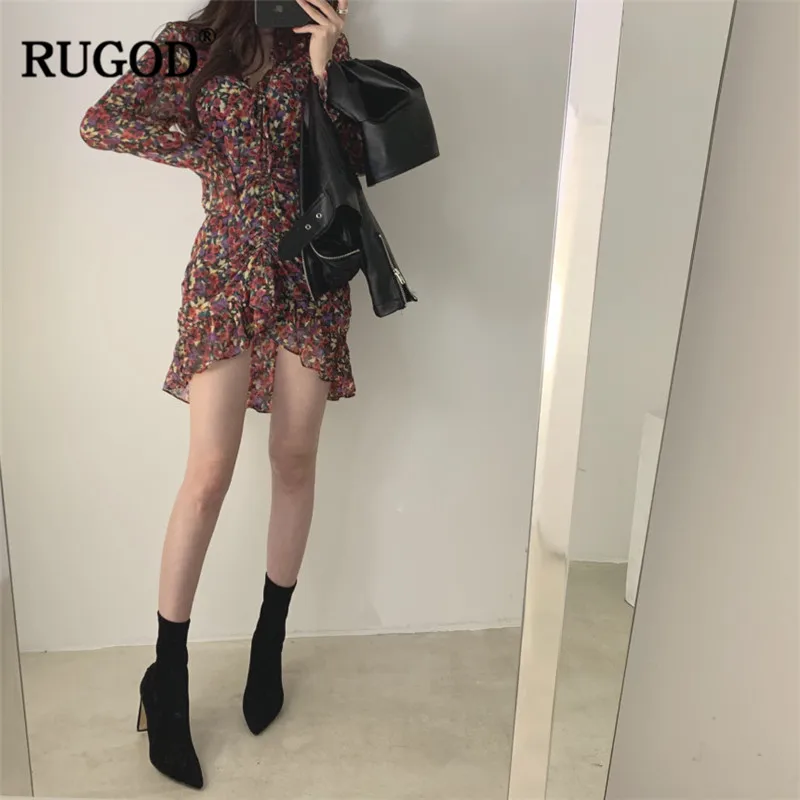 RUGOD/женское платье с цветочным принтом элегантное мини-платье в богемном стиле