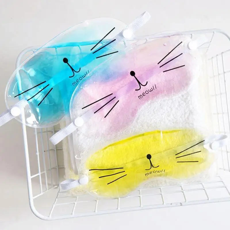 Прозрачная охлаждающая маска для сна глаз с милым мультяшным котом гелевая