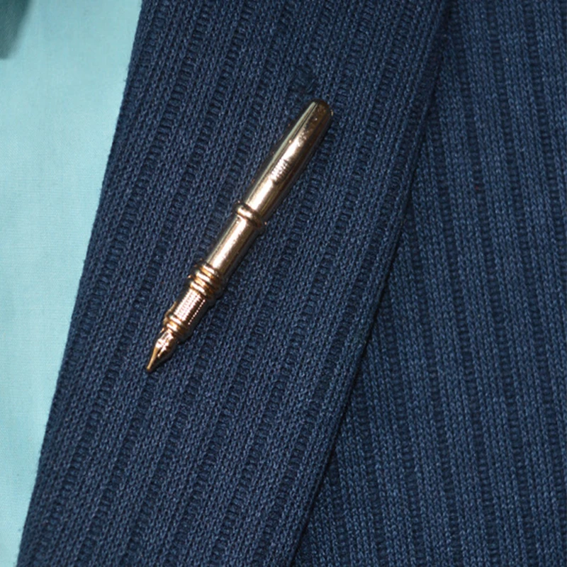Модная металлическая черная и серая брошь в виде ручки Классическая мужская