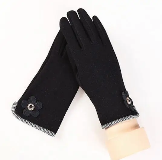 G126 013B Black CHSDCSI рукавицы женские перчатки полный палец зимние кашемировые перчатки теплая овчина нейлон дышащий ручной работы толстые варежки - Цвет: G126 013B Black