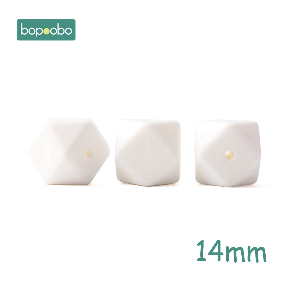 14mm White Bopoobo 5 шт. 14 мм Силиконовые шестигранные шарики силиконовые Детские Прорезыватели 17 мм силиконовые бусины для ожерелья безопасные игрушки силиконовые крошечные стержни - Цвет: 14mm White